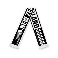 New Zealand Football White Fern Supporter Soccer Scarf LT9 White Fringe One Size Black - Polynesian Pride