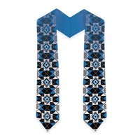 New Zealand Graduation Stole Poutama Mix Blue Taniko Inspired Art LT05 - Polynesian Pride