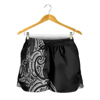 New Zealand Hammerhead Shark Shorts for Women Maori Haehae Mangopare Black - Polynesian Pride
