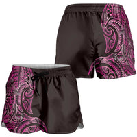 New Zealand Hammerhead Shark Shorts for Women Maori Haehae Mangopare Pink - Polynesian Pride