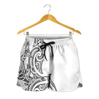 New Zealand Hammerhead Shark Shorts for Women Maori Haehae Mangopare White - Polynesian Pride
