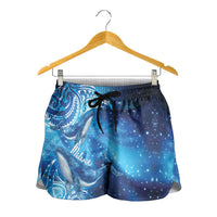 New Zealand Humpback Whale Matariki Shorts for Women Maori New Year Taniko Niho Taniwha LT14 - Polynesian Pride