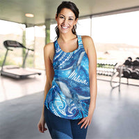 New Zealand Humpback Whale Matariki Women Racerback Tank Maori New Year Taniko Niho Taniwha LT14 - Polynesian Pride