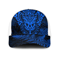 New Zealand Rugby All Blue Mesh Trucker Cap Silver Fern All Black Mix Ta Moko LT9 One Size White Blue - Polynesian Pride