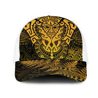 New Zealand Rugby All Gold Mesh Trucker Cap Silver Fern All Black Mix Ta Moko - Polynesian Pride
