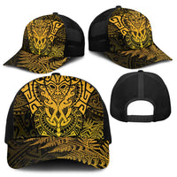 New Zealand Rugby All Gold Mesh Trucker Cap Silver Fern All Black Mix Ta Moko - Polynesian Pride