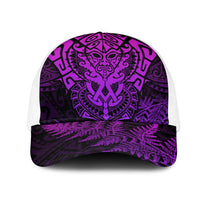 New Zealand Rugby All Purple Mesh Trucker Cap Silver Fern All Black Mix Ta Moko LT9 One Size White Purple - Polynesian Pride