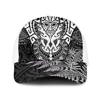 New Zealand Rugby All White Baseball Net Cap Silver Fern All Black Mix Ta Moko - Polynesian Pride