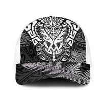 New Zealand Rugby All White Mesh Trucker Cap Silver Fern All Black Mix Ta Moko LT9 One Size White White - Polynesian Pride