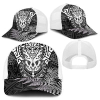 New Zealand Rugby All White Mesh Trucker Cap Silver Fern All Black Mix Ta Moko LT9 - Polynesian Pride