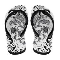 New Zealand Sea Animals with Maori Tribal Tattoo Flip Flops White Color LT03 - Polynesian Pride
