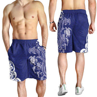 New Zealand Sea Animals with Maori Tribal Tattoo Shorts for Men Blue Color