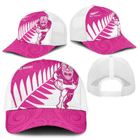New Zealand Silver Fern Rugby Baseball Net Cap Go All Black Maori Pink Version - Polynesian Pride
