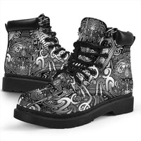 New Zealand Taiaha Maori All Season Boots Kiwikiwi Minimalist Silver Fern Tukutuku Motif