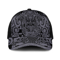New Zealand Taiaha Maori Baseball Net Cap Minimalist Silver Fern All Black - Polynesian Pride