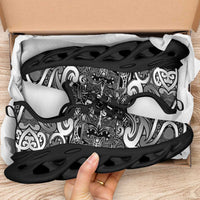 New Zealand Taiaha Maori Clunky Sneakers Kiwikiwi Minimalist Silver Fern Tukutuku Motif LT9 - Polynesian Pride