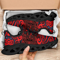 New Zealand Taiaha Maori Clunky Sneakers Whero Minimalist Silver Fern Tukutuku Motif LT9 - Polynesian Pride