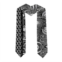 New Zealand Taiaha Maori Graduation Stole Kiwikiwi Minimalist Silver Fern Tukutuku Motif