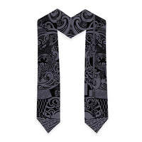 New Zealand Taiaha Maori Graduation Stole Minimalist Silver Fern All Black - Polynesian Pride