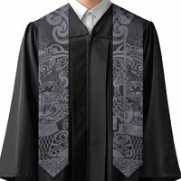 New Zealand Taiaha Maori Graduation Stole Minimalist Silver Fern All Black - Polynesian Pride