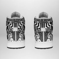 New Zealand Taiaha Maori High Sneakers AJ1 Kiwikiwi Minimalist Silver Fern Tukutuku Motif LT9 - Polynesian Pride