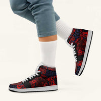 New Zealand Taiaha Maori High Sneakers AJ1 Whero Minimalist Silver Fern Tukutuku Motif LT9 - Polynesian Pride