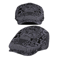 New Zealand Taiaha Maori Jeff Hat Minimalist Silver Fern All Black - Polynesian Pride