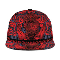 New Zealand Taiaha Maori Snapback Cap Whero Minimalist Silver Fern Tukutuku Motif