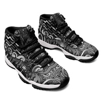 New Zealand Taiaha Maori Sneakers J11 Kiwikiwi Minimalist Silver Fern Tukutuku Motif LT9 - Polynesian Pride