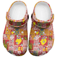 Niue Monuina e Kilisimasi Clogs Shoes Pacific Patchwork Xmas Vibes - Polynesian Pride