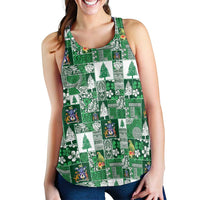 Norfolk Island Meri Krismas Women Racerback Tank Pacific Patchwork Xmas Vibes - Polynesian Pride