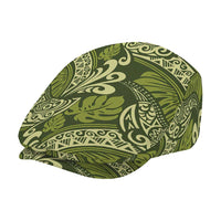 Olive Green Monstera Jeff Hat Polynesian Tribal Pattern - Polynesian Pride
