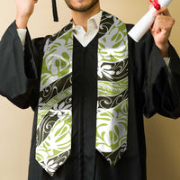 Olive Tahiti Tiare Monstera Graduation Stole Polynesian Pattern Curve Style LT01 - Polynesian Pride