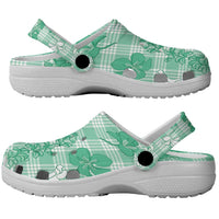Omaomao Aloha Hawaii Clogs Shoes Plumeria Lei With Palaka Motif - Polynesian Pride