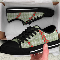 Omaomao Aloha Hawaii Low Top Shoes Rosebud Lei With Palaka Motif LT14 Green - Polynesian Pride