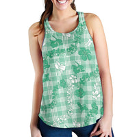 Omaomao Aloha Hawaii Women Racerback Tank Plumeria Lei With Palaka Motif - Polynesian Pride