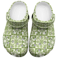 Omaomao Palaka Quilt Hawaii Clogs Shoes Hawaiian Tropical Monstera Sea Turtle