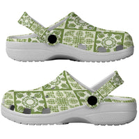 Omaomao Palaka Quilt Hawaii Clogs Shoes Hawaiian Tropical Monstera Sea Turtle