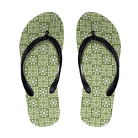 Omaomao Palaka Quilt Hawaii Flip Flops Hawaiian Tropical Monstera Sea Turtle