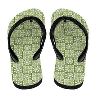 Omaomao Palaka Quilt Hawaii Flip Flops Hawaiian Tropical Monstera Sea Turtle