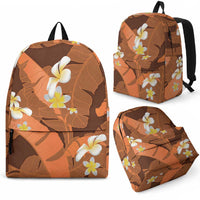 Orange Banana Leaf Hawaii Backpack Lau Maia Plumeria Tropical Summer Vibes