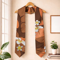 Orange Banana Leaf Hawaii Graduation Stole Lau Maia Plumeria Tropical Summer Vibes