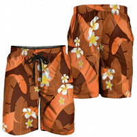 Orange Banana Leaf Hawaii Shorts for Men Lau Maia Plumeria Tropical Summer Vibes