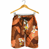 Orange Banana Leaf Hawaii Shorts for Men Lau Maia Plumeria Tropical Summer Vibes