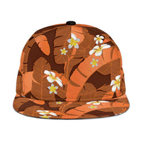 Orange Banana Leaf Hawaii Snapback Cap Lau Maia Plumeria Tropical Summer Vibes