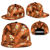 Orange Banana Leaf Hawaii Snapback Cap Lau Maia Plumeria Tropical Summer Vibes