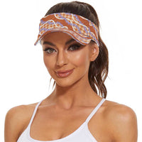 Orange Hawaii Palaka Honohono Pikake Sun Visor Cap Hawaiian Orchid Lei Polynesian Pattern LT14 - Polynesian Pride