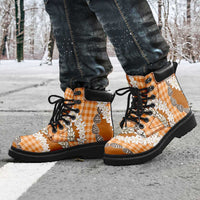 Orange Hawaii Tiare and Shell Lei All Season Boots Hawaiian Palaka Luxury Vibes - Polynesian Pride