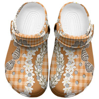 Orange Hawaii Tiare and Shell Lei Clogs Shoes Hawaiian Palaka Luxury Vibes - Polynesian Pride