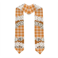Orange Hawaii Tiare and Shell Lei Graduation Stole Hawaiian Palaka Luxury Vibes - Polynesian Pride
